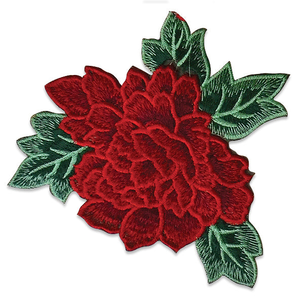 Chante Iron On Embroidered Flower Applique/Patch Patch Red Appliques