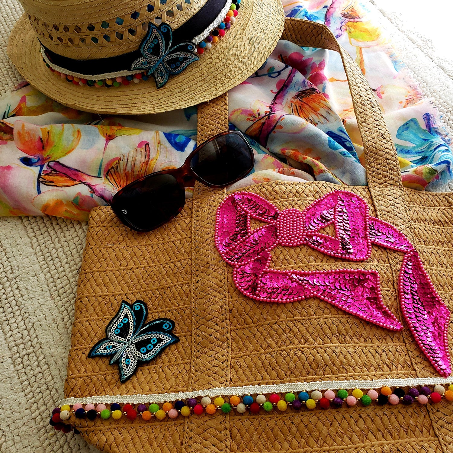 Pair of Brendan Sequin Embroidered Iron On Butterflies Appliques