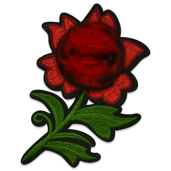 Shaun Furry Rose Iron On Embroidered Applique/Patch Patch - Red Multi Appliques