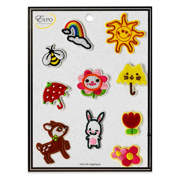 10 PC Junior Play Iron On Embroidered Applique/Patch Collection - Multi Colors Appliques