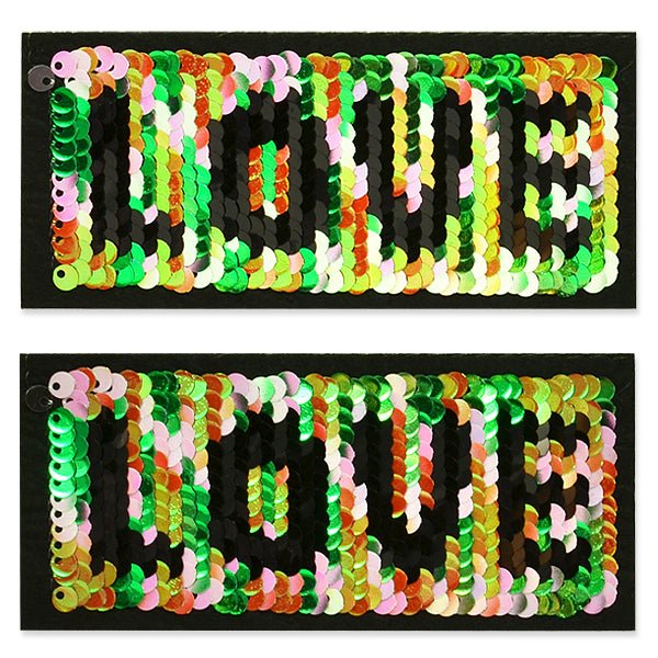 2PC Color Love Reversible Sequin Iron On Embroidered Applique/Patch Multi Colors Sequin & Beaded Appliques