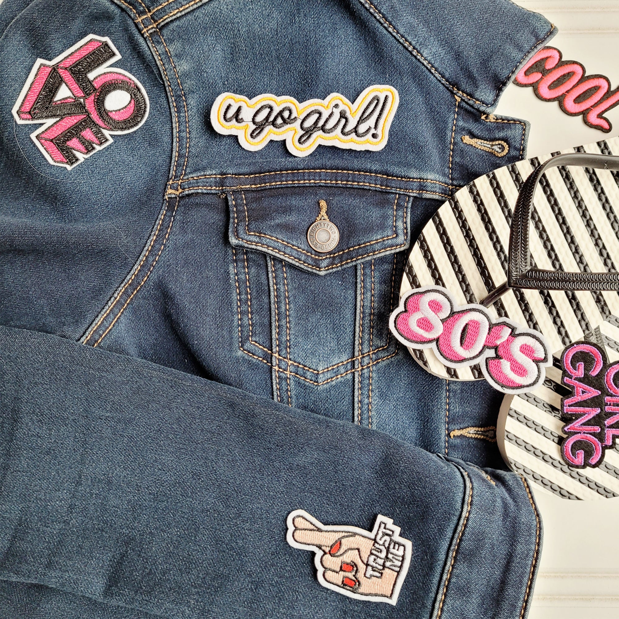 7PC Baby Girl Love Embroidered Applique/Patch Collection - Multi Colors Sequin & Beaded Appliques