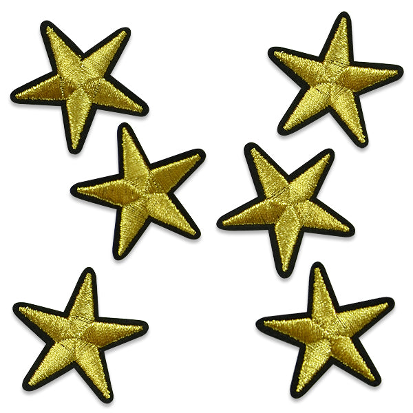 Star Sm 1.5" Iron On Applique/Patch Gold 6 pc Appliques