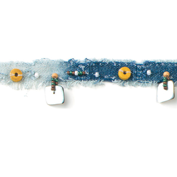Shells-n-Buttons Denim Trim Pack of 1 Yard - Blue Trims & Fringes