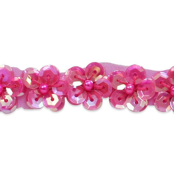 36" x 1/2" Sequin Daisy Trim Pack of 1 Yard Bright Fuchsia Trims & Fringes