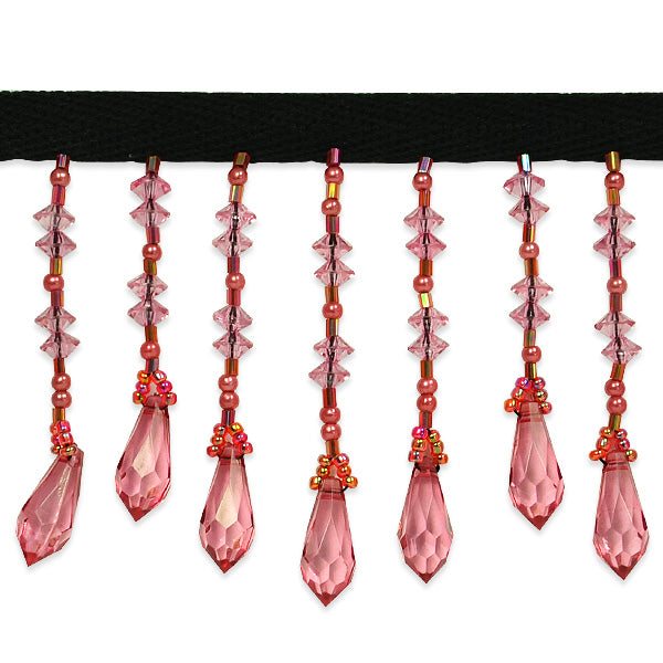 Diamond Beads Fringe Trim Pack of 1 Yard Burgundy Pre-packaged Trims