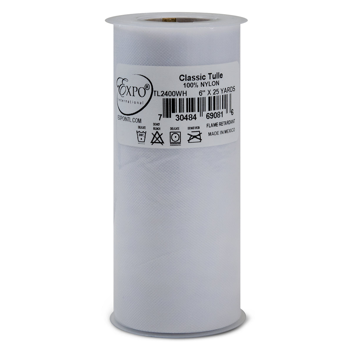 Premium Matte Tulle Spool of 6-inch X 25 Yards White 6" Tulle