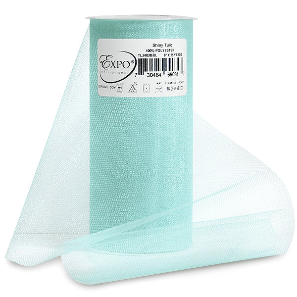 Premium Shiny Tulle Spool of 6 Inch X 25 Yards Baby Blue 6" Tulle