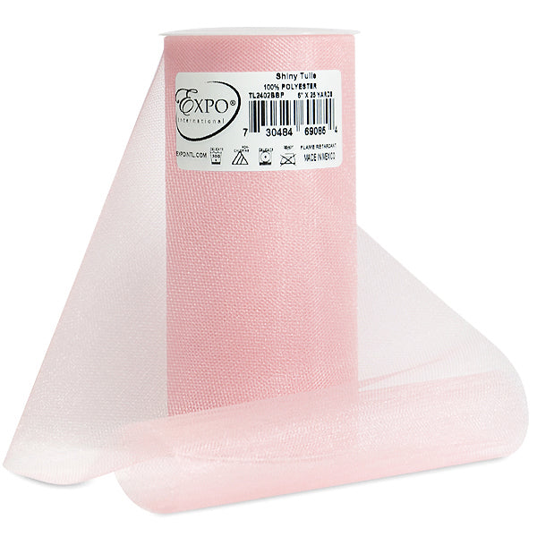 Premium Shiny Tulle Spool of 6 Inch X 25 Yards Baby Pink 6" Tulle