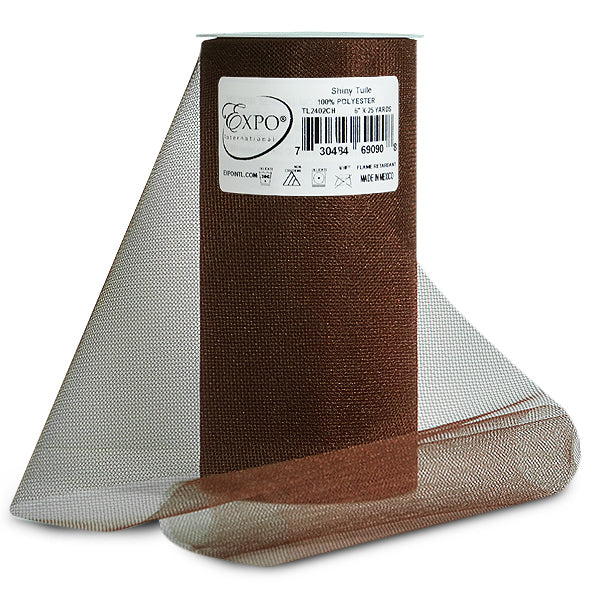 Premium Shiny Tulle Spool of 6 Inch X 25 Yards Chocolate 6" Tulle