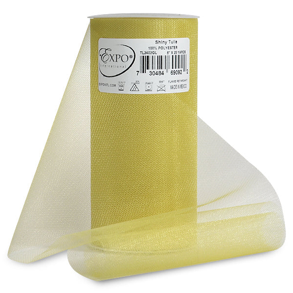 Premium Shiny Tulle Spool of 6 Inch X 25 Yards Gold 6" Tulle
