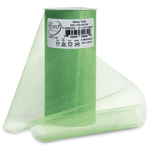 Premium Shiny Tulle Spool of 6 Inch X 25 Yards Green Aurora Borealis 6" Tulle