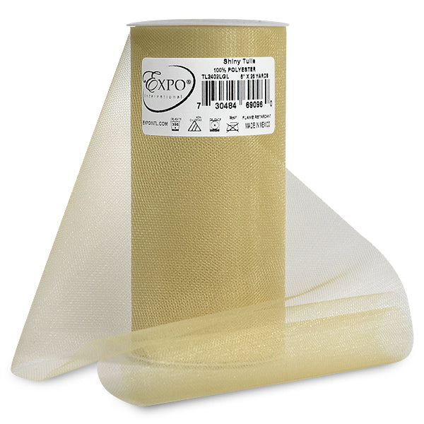 Premium Shiny Tulle Spool of 6 Inch X 25 Yards Light Gold 6" Tulle