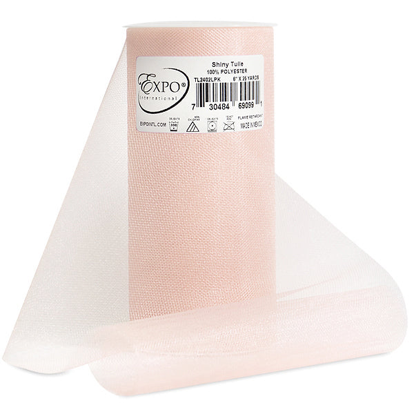 Premium Shiny Tulle Spool of 6 Inch X 25 Yards Light Pink 6" Tulle