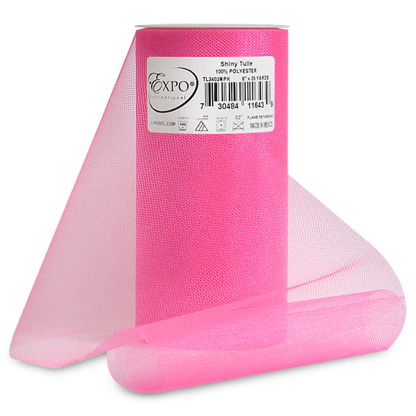 Premium Shiny Tulle Spool of 6 Inch X 25 Yards Neon Pink 6" Tulle