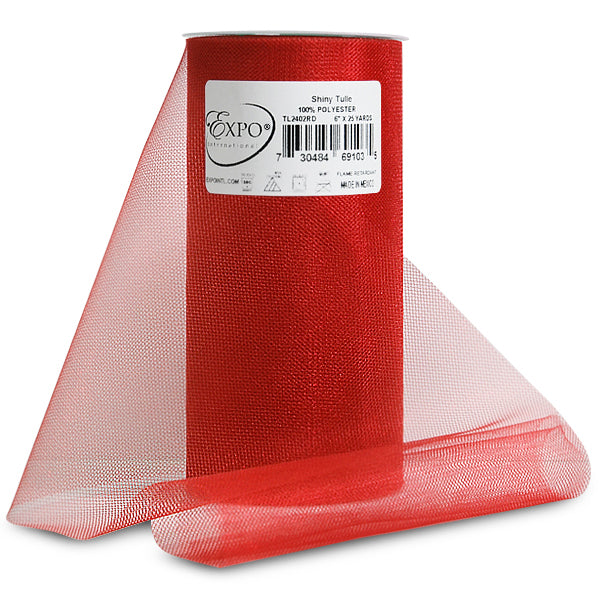 Premium Shiny Tulle Spool of 6 Inch X 25 Yards Red 6" Tulle