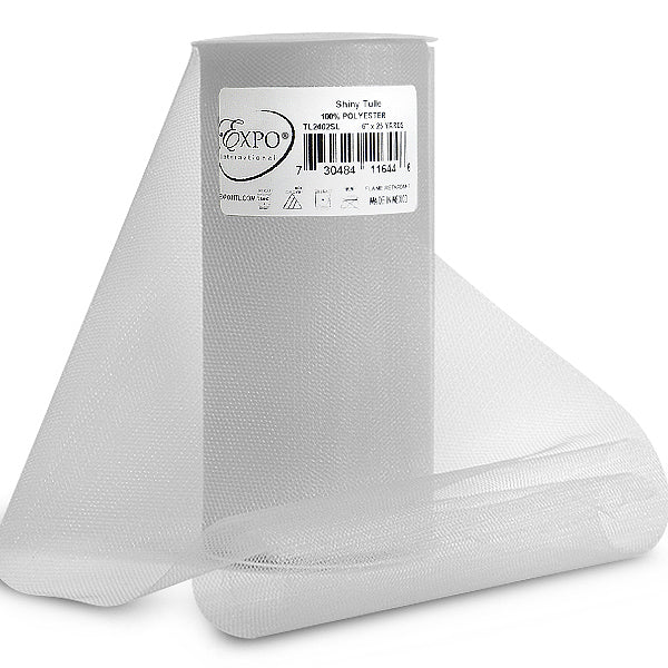 Premium Shiny Tulle Spool of 6 Inch X 25 Yards Silver 6" Tulle