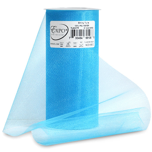 Premium Shiny Tulle Spool of 6 Inch X 25 Yards Turquoise 6" Tulle