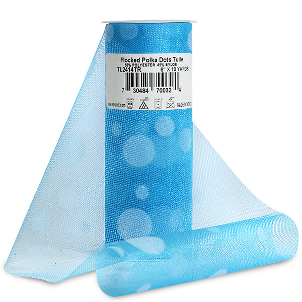 Premium Flocked Polka Dot Tulle Spool of 6" X 10 Yards Tulle