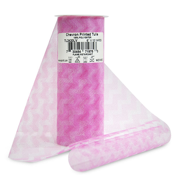 Premium Zig Zag Printed Tulle Spool of 6" X 10 Yards Lavender Tulle