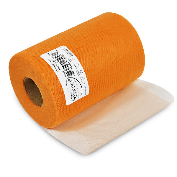 Premium Matte Tulle Spool of 6-inch X 100 Yards Orange 6" Tulle