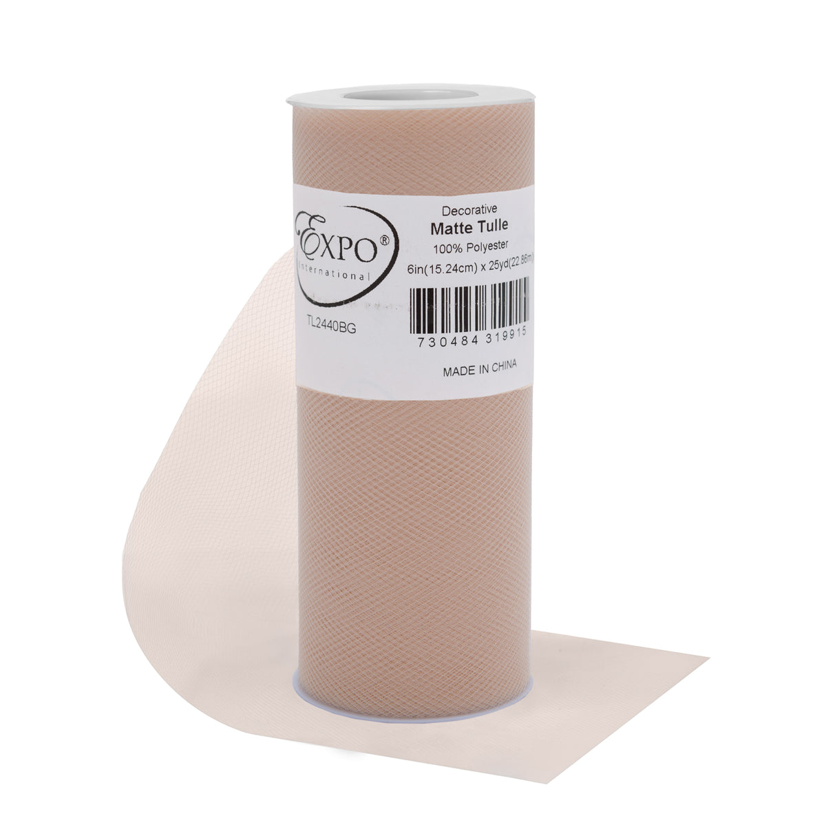 Decorative Matte Tulle Spool of 6 Inch X 25 Yards Beige 6" Tulle