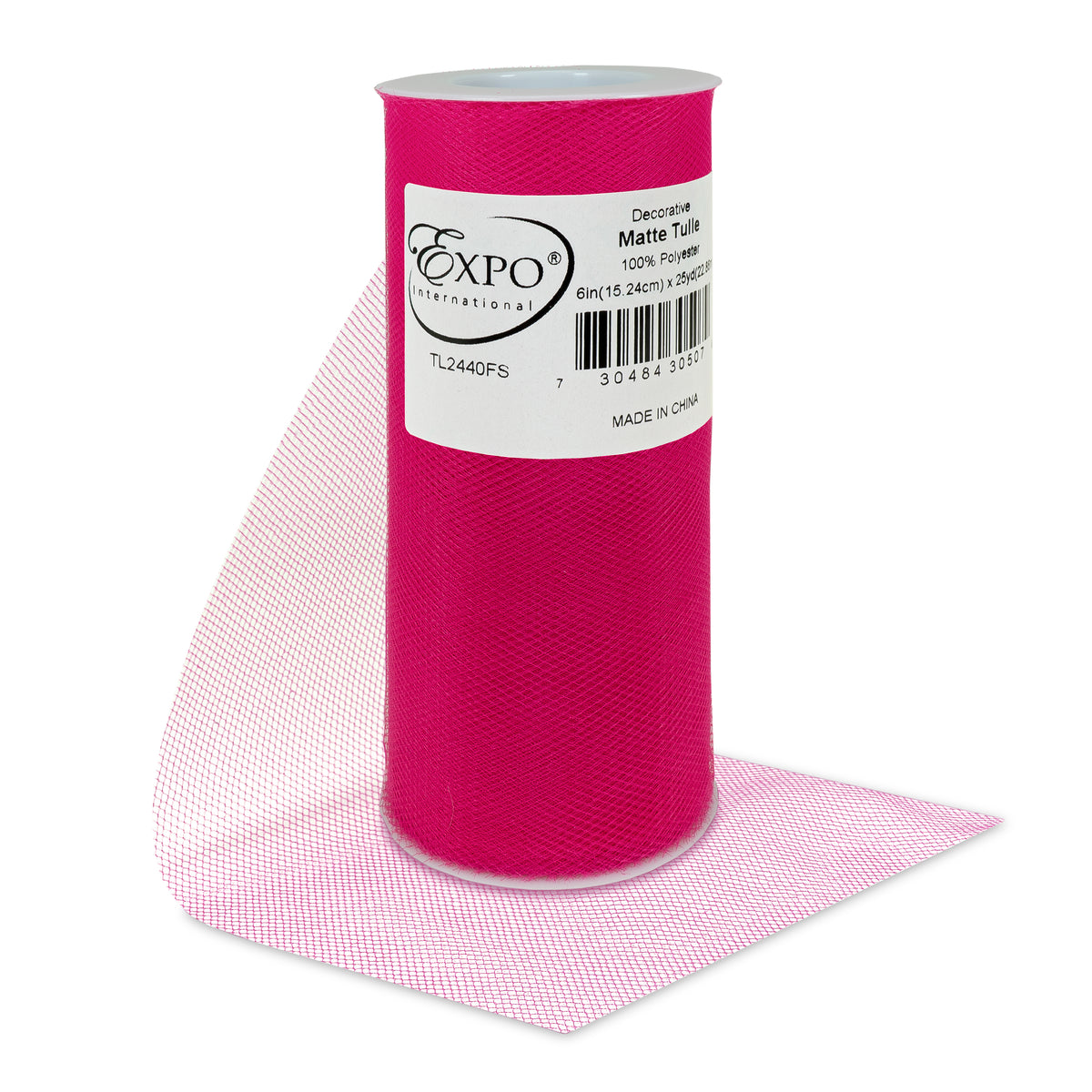 Decorative Matte Tulle Spool of 6 Inch X 25 Yards Fuchsia 6" Tulle