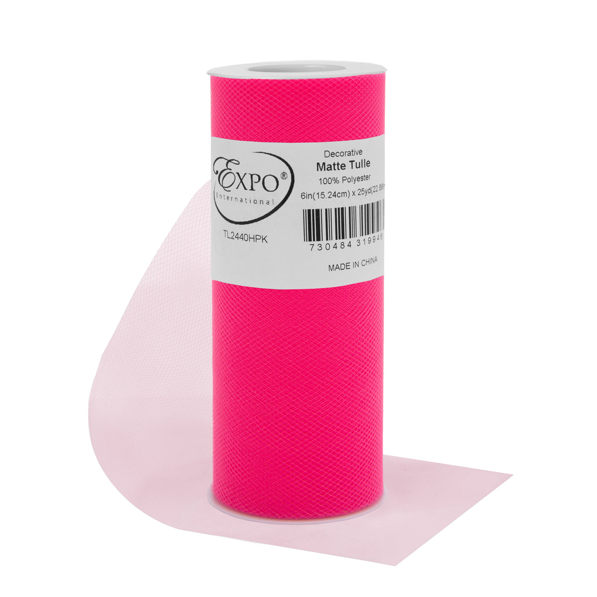 Decorative Matte Tulle Spool of 6 Inch X 25 Yards Hot Pink 6" Tulle