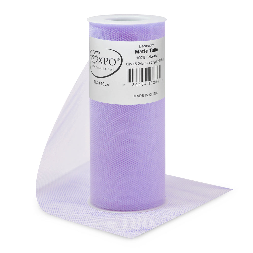 Decorative Matte Tulle Spool of 6 Inch X 25 Yards Lavender 6" Tulle