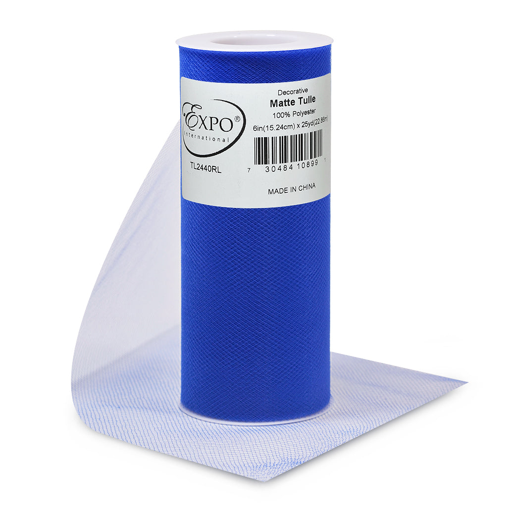 Decorative Matte Tulle Spool of 6 Inch X 25 Yards Royal Blue 6" Tulle