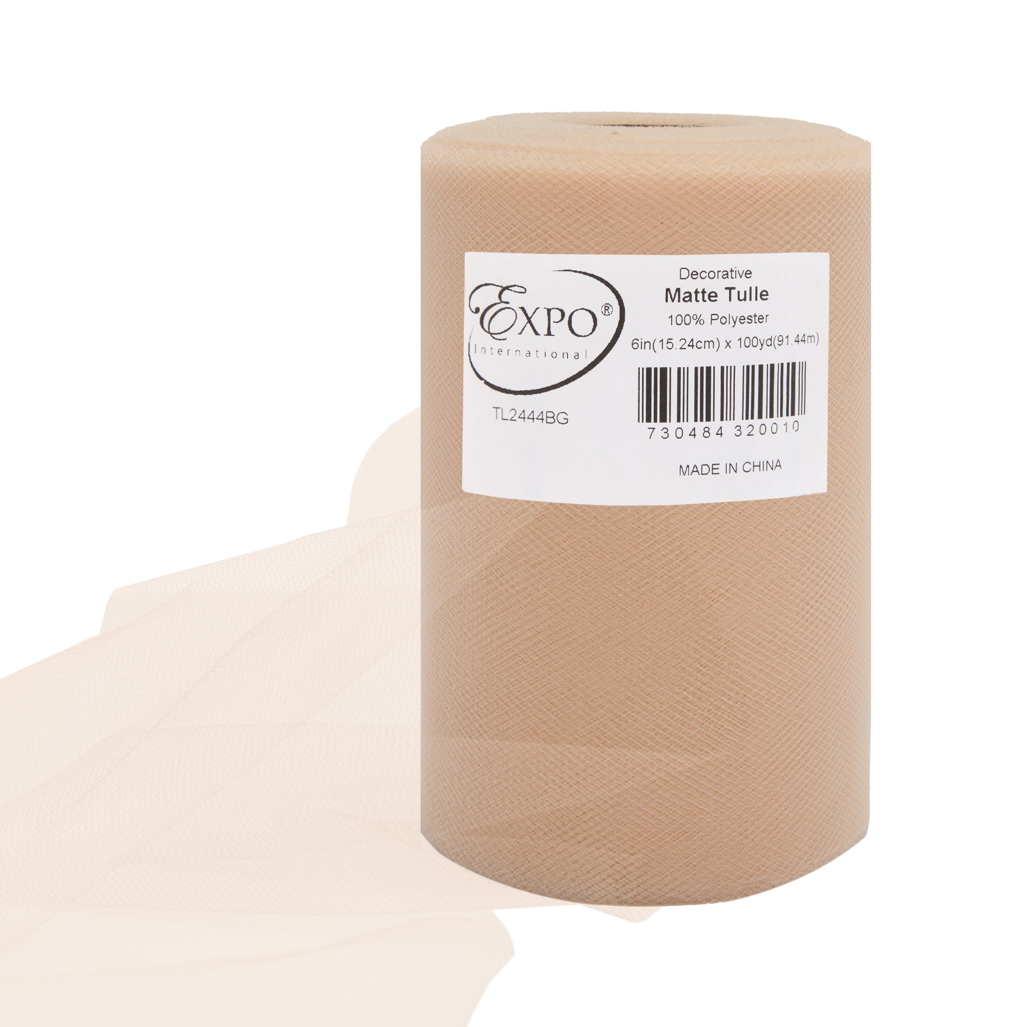 Decorative Matte Tulle Spool of 6 inch X 100 yards Beige 6" Tulle