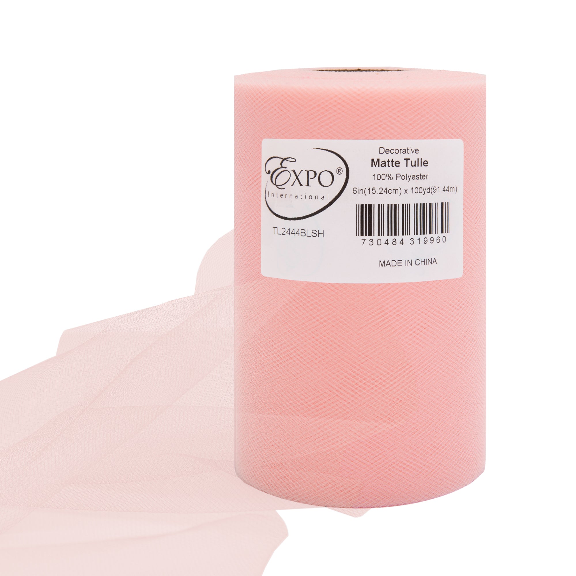 Decorative Matte Tulle Spool of 6 inch X 100 yards Blush Pink 6" Tulle