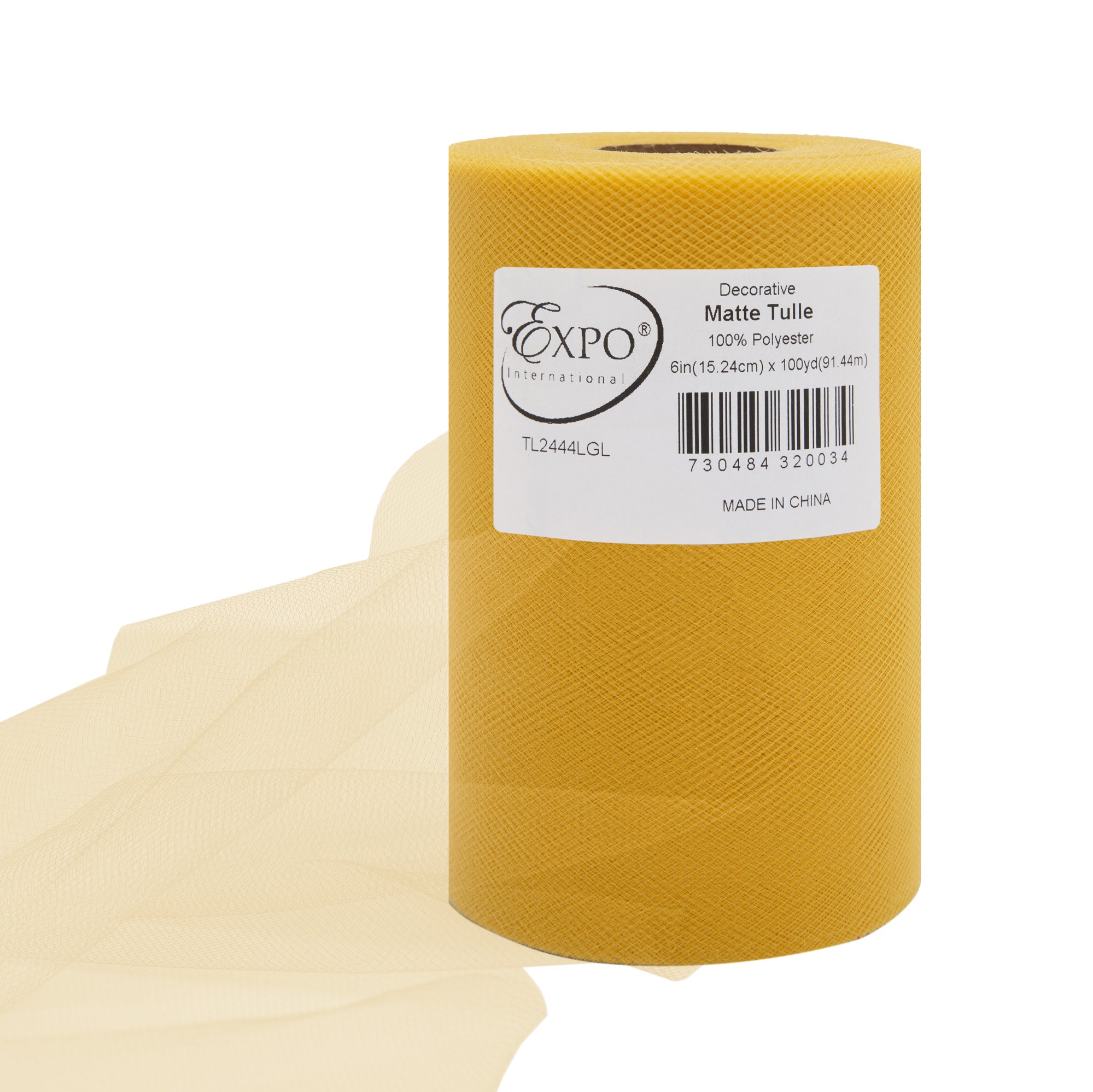 Decorative Matte Tulle Spool of 6 inch X 100 yards Light Gold 6" Tulle