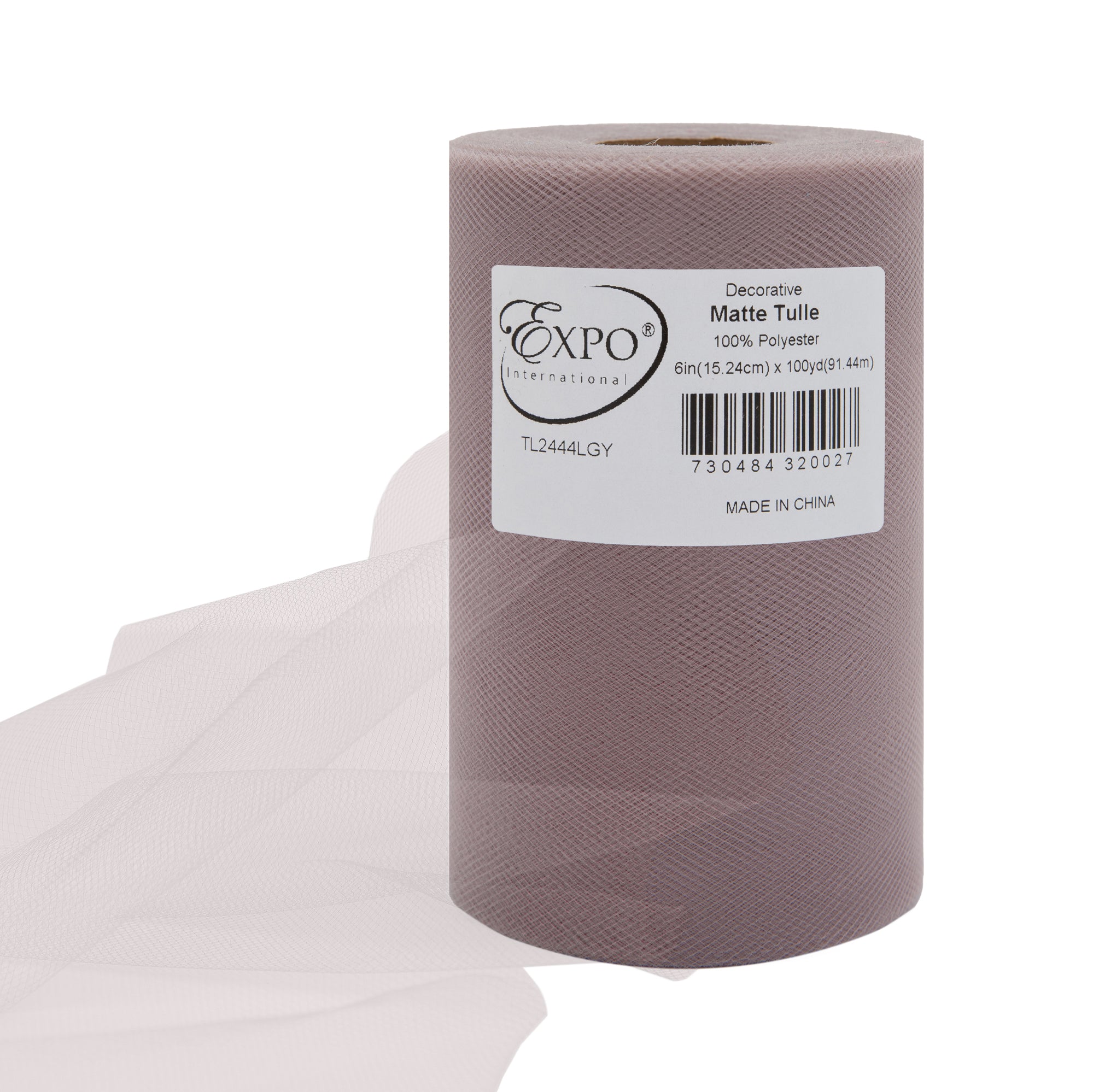 Decorative Matte Tulle Spool of 6 inch X 100 yards Light Gray 6" Tulle