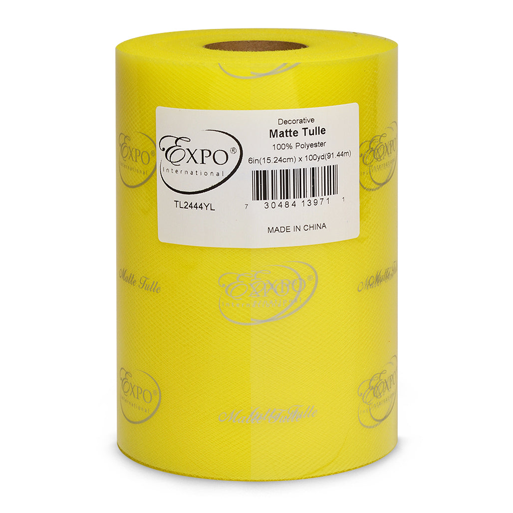 Decorative Matte Tulle Spool of 6 inch X 100 yards Yellow 6" Tulle