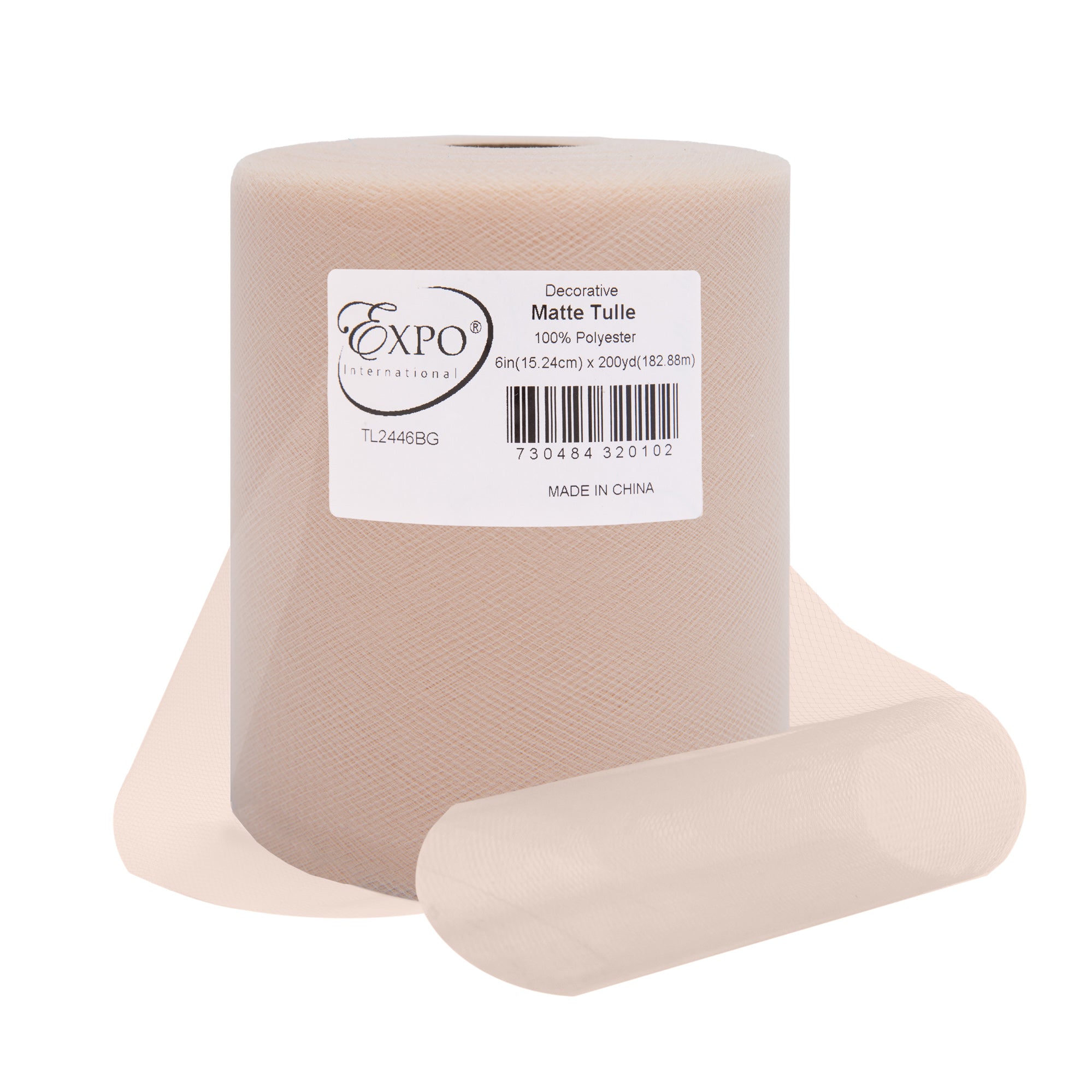 Decorative Matte Tulle Spool of 6 Inch X 200 yards Beige 6" Tulle