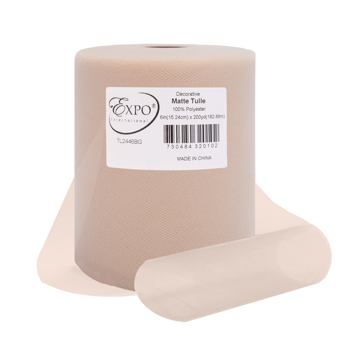 Decorative Matte Tulle Spool of 6 Inch X 200 yards Beige 6" Tulle