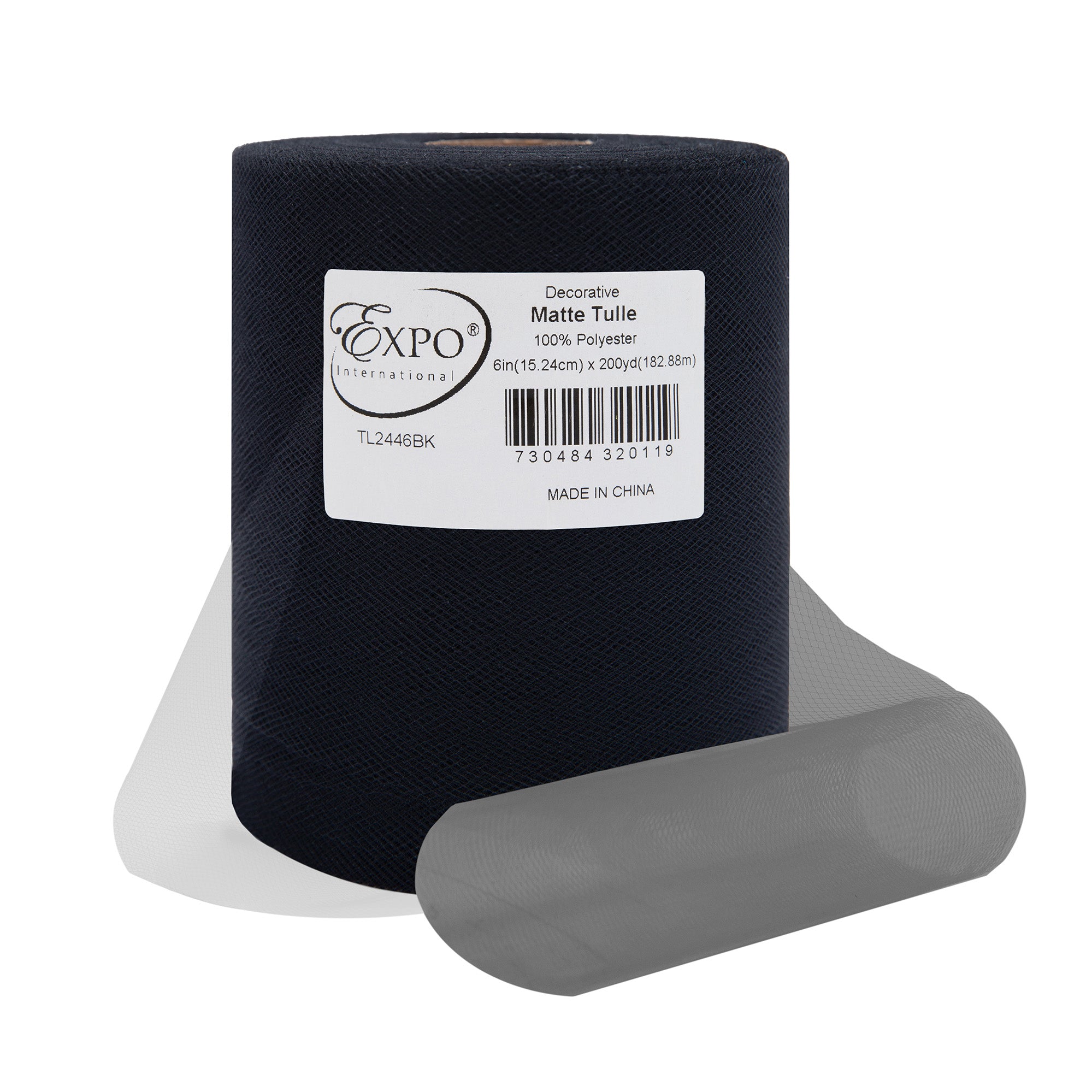 Decorative Matte Tulle Spool of 6 Inch X 200 yards Black 6" Tulle