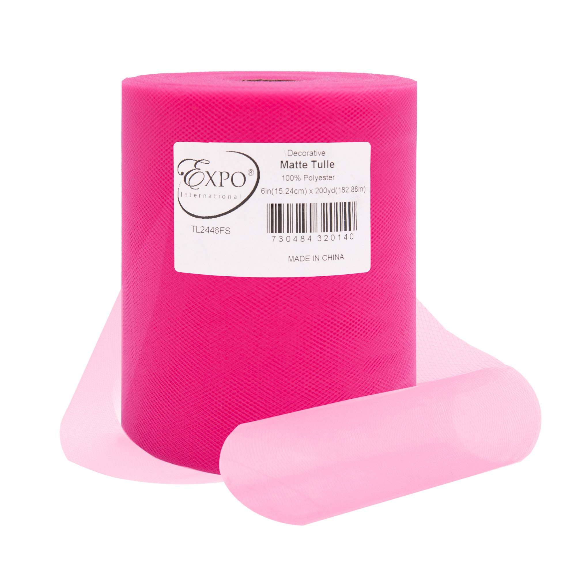 Decorative Matte Tulle Spool of 6 Inch X 200 yards Fuchsia 6" Tulle