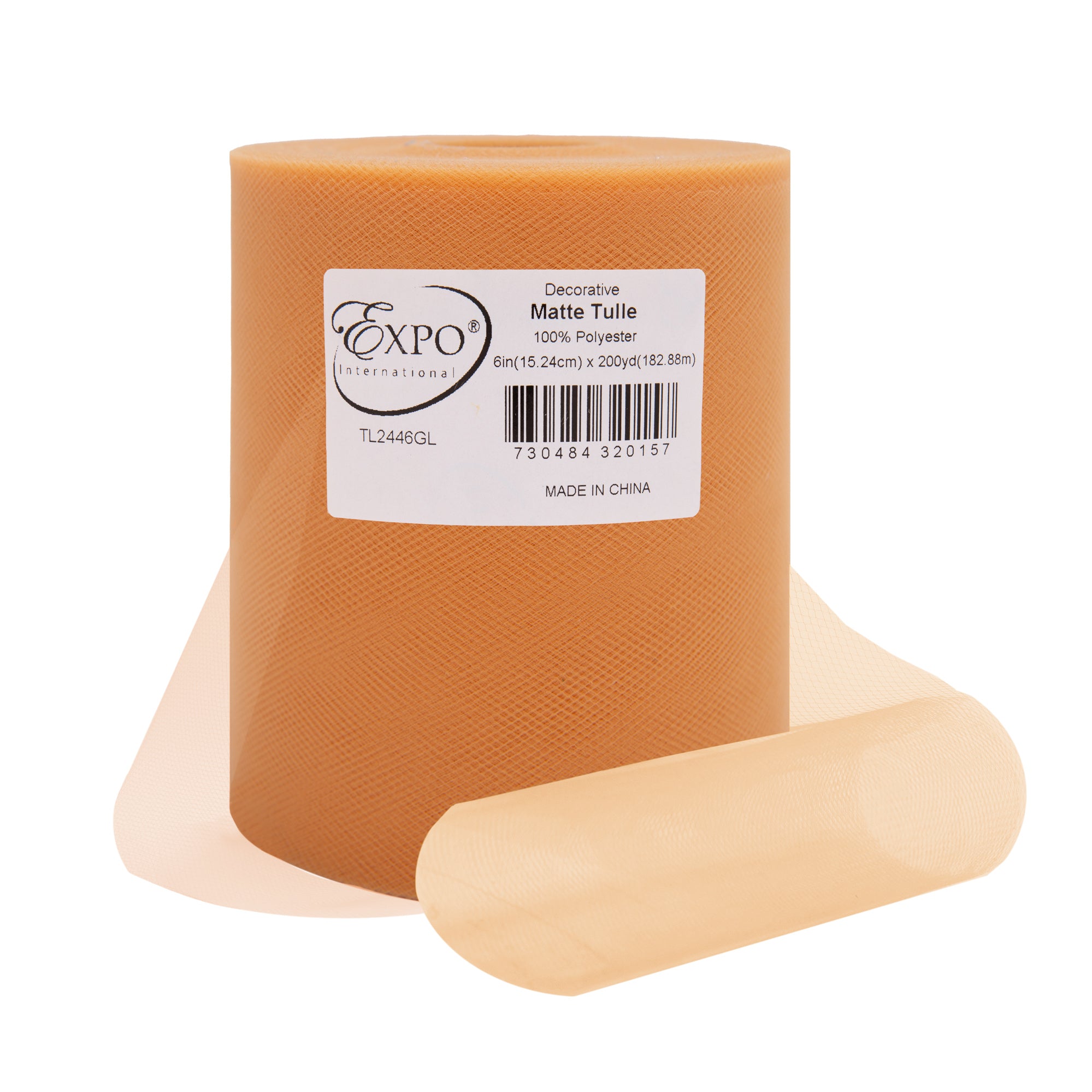 Decorative Matte Tulle Spool of 6 Inch X 200 yards Gold 6" Tulle
