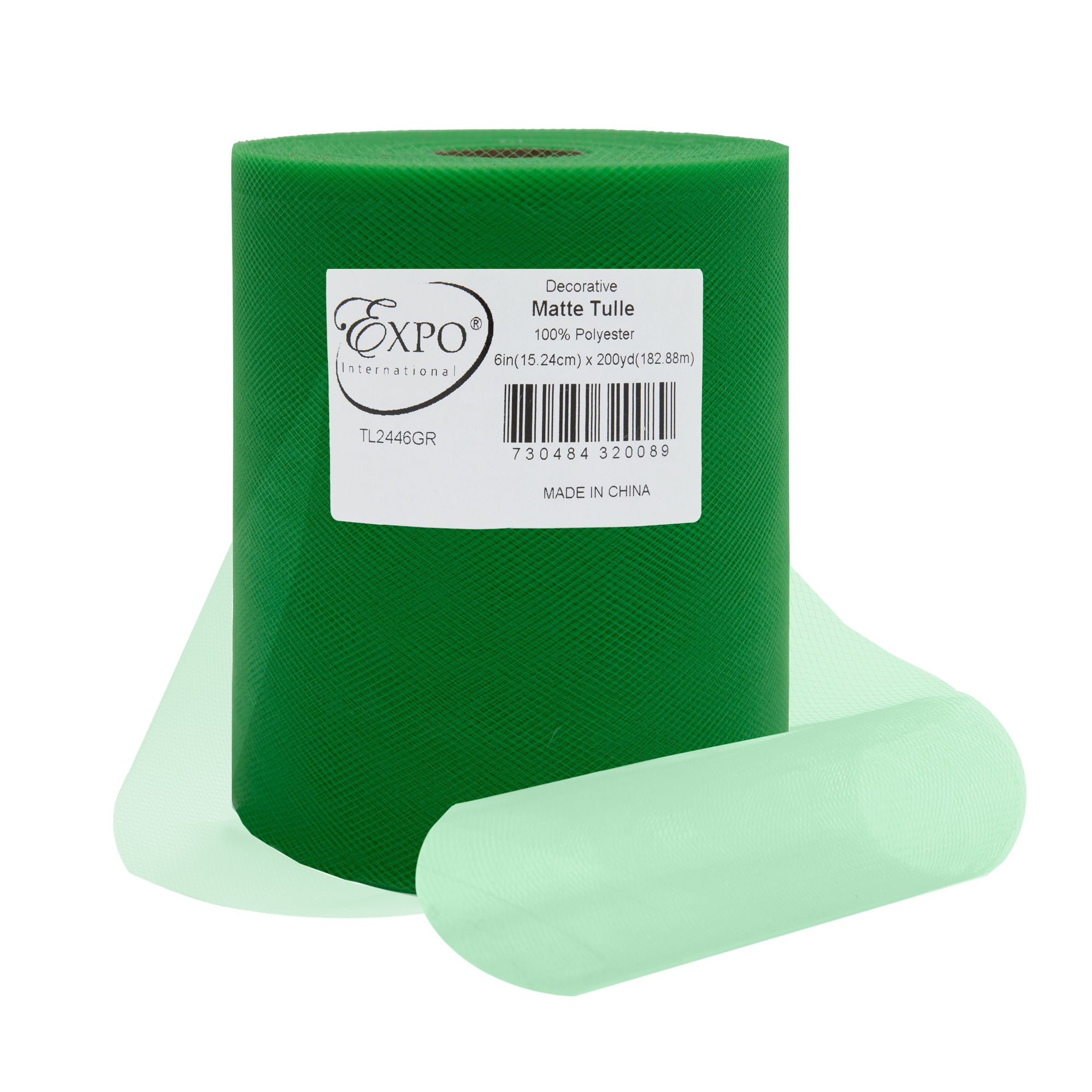Decorative Matte Tulle Spool of 6 Inch X 200 yards Green 6" Tulle
