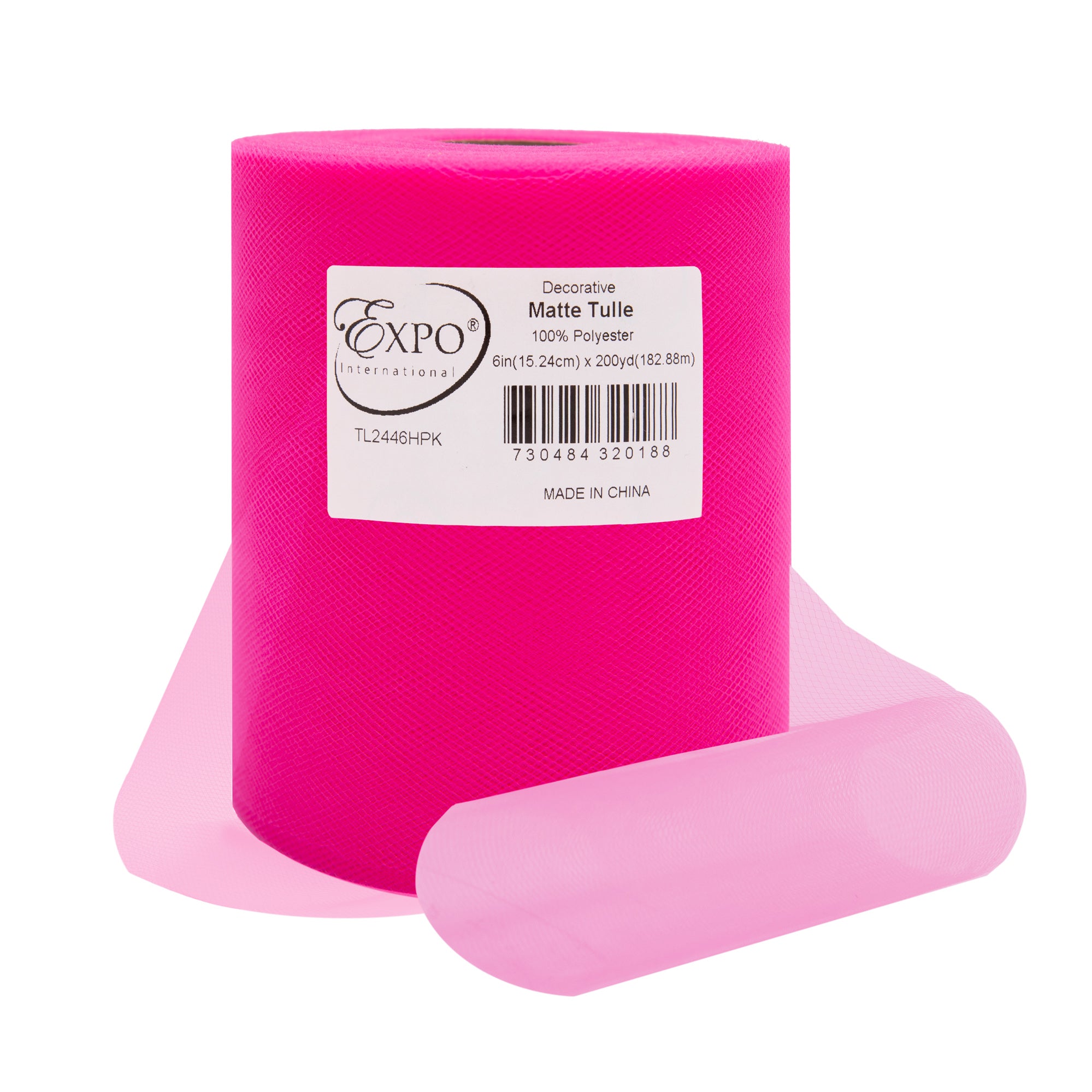 Decorative Matte Tulle Spool of 6 Inch X 200 yards Hot Pink 6" Tulle