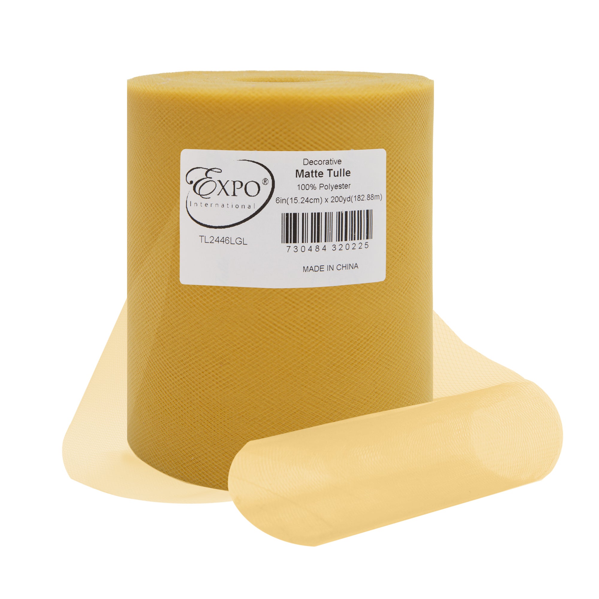 Decorative Matte Tulle Spool of 6 Inch X 200 yards Light Gold 6" Tulle