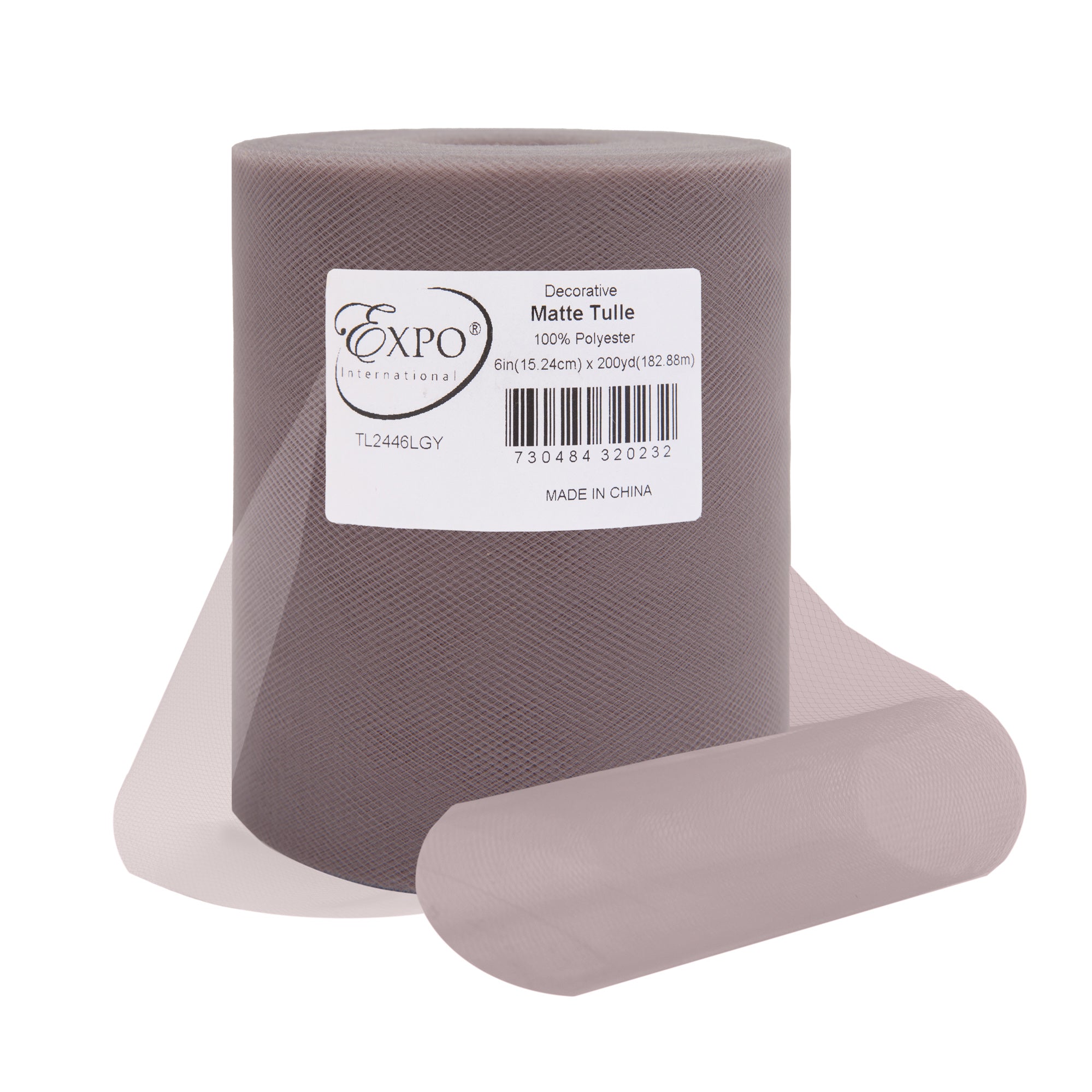 Decorative Matte Tulle Spool of 6 Inch X 200 yards Light Gray 6" Tulle