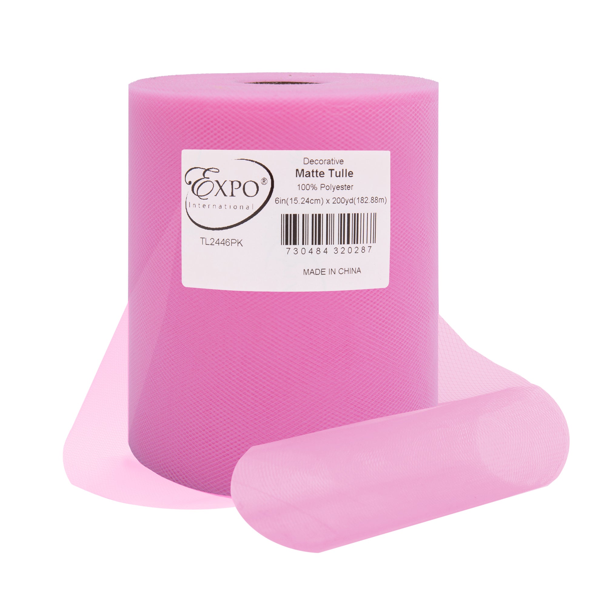 Decorative Matte Tulle Spool of 6 Inch X 200 yards Pink 6" Tulle