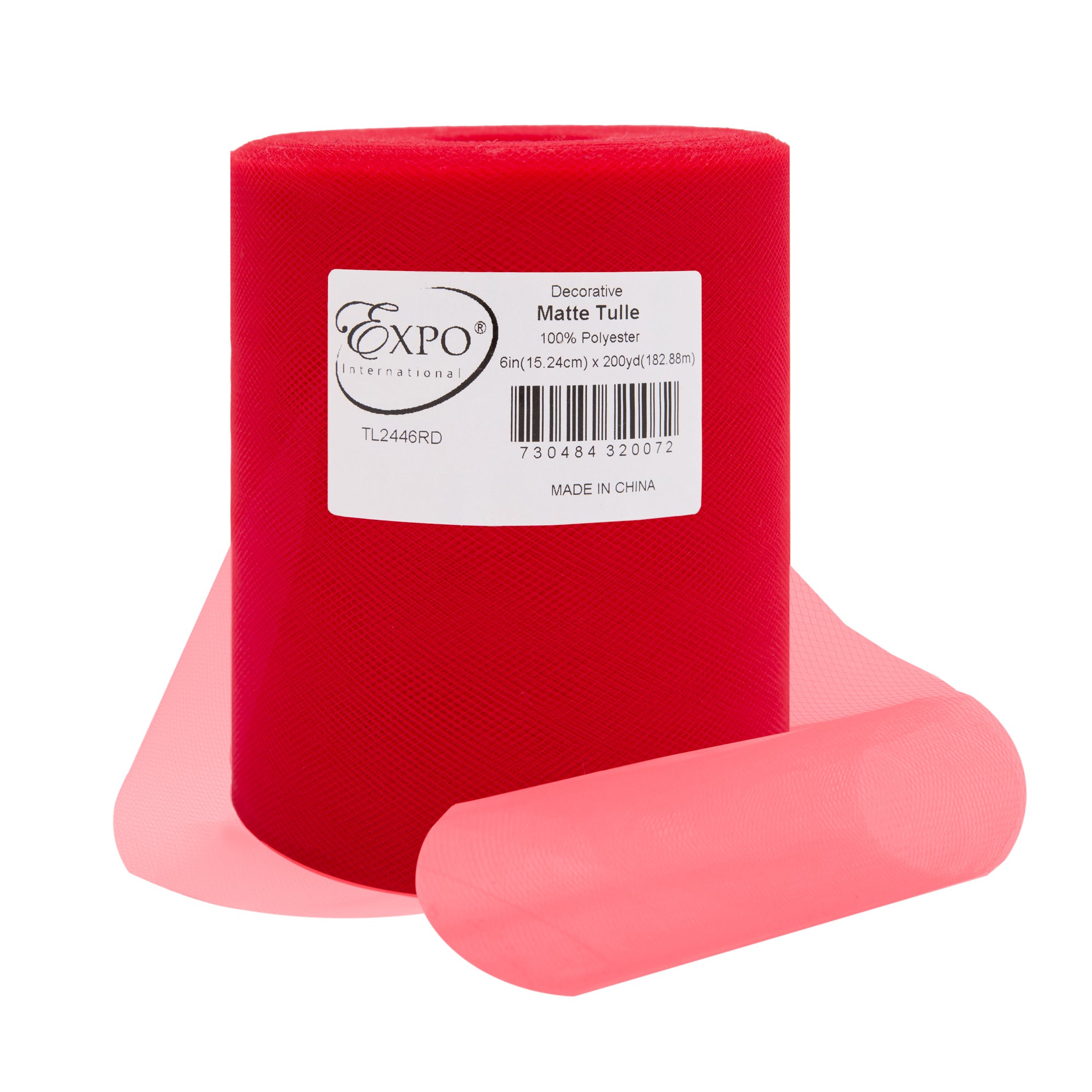 Decorative Matte Tulle Spool of 6 Inch X 200 yards Red 6" Tulle