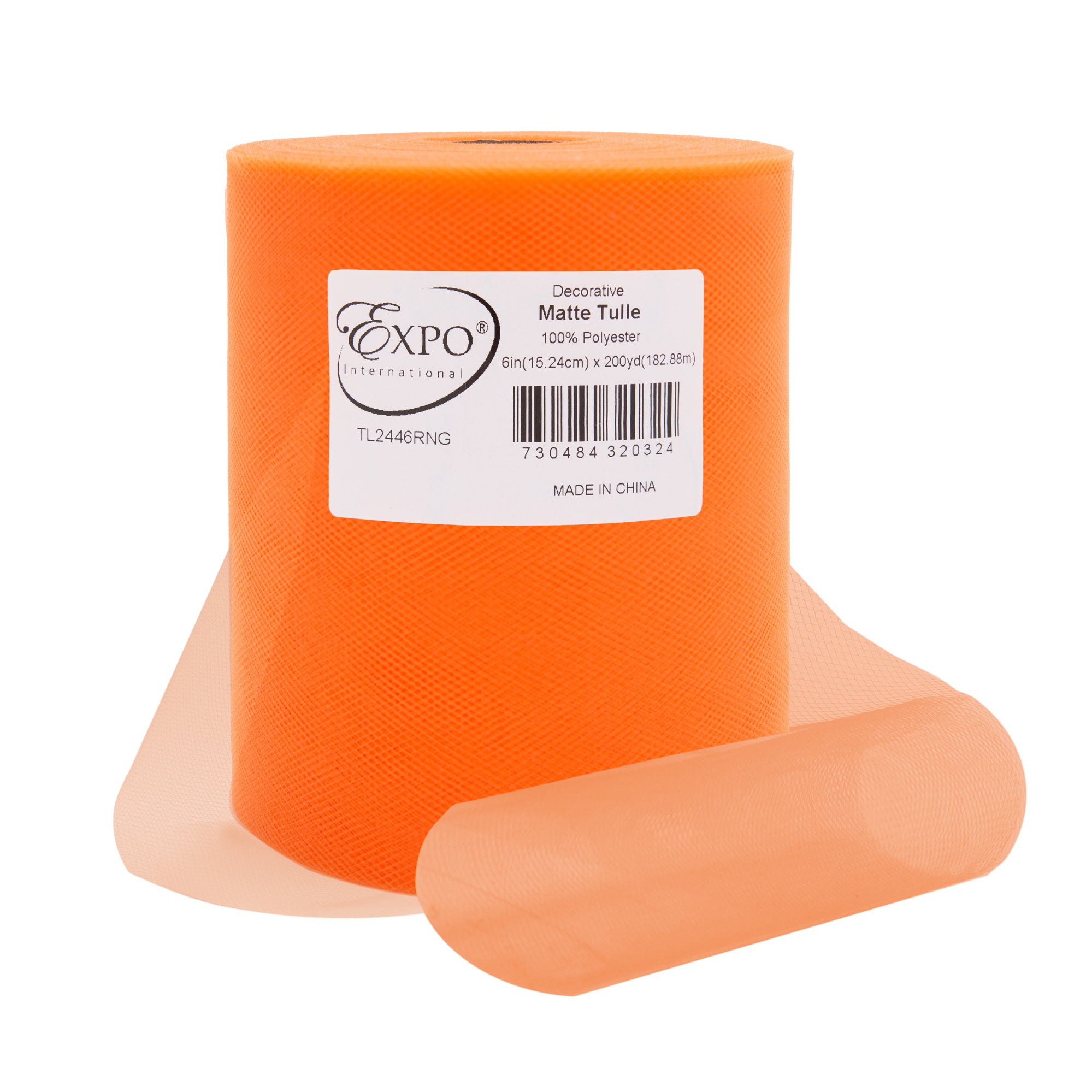 Decorative Matte Tulle Spool of 6 Inch X 200 yards Orange 6" Tulle