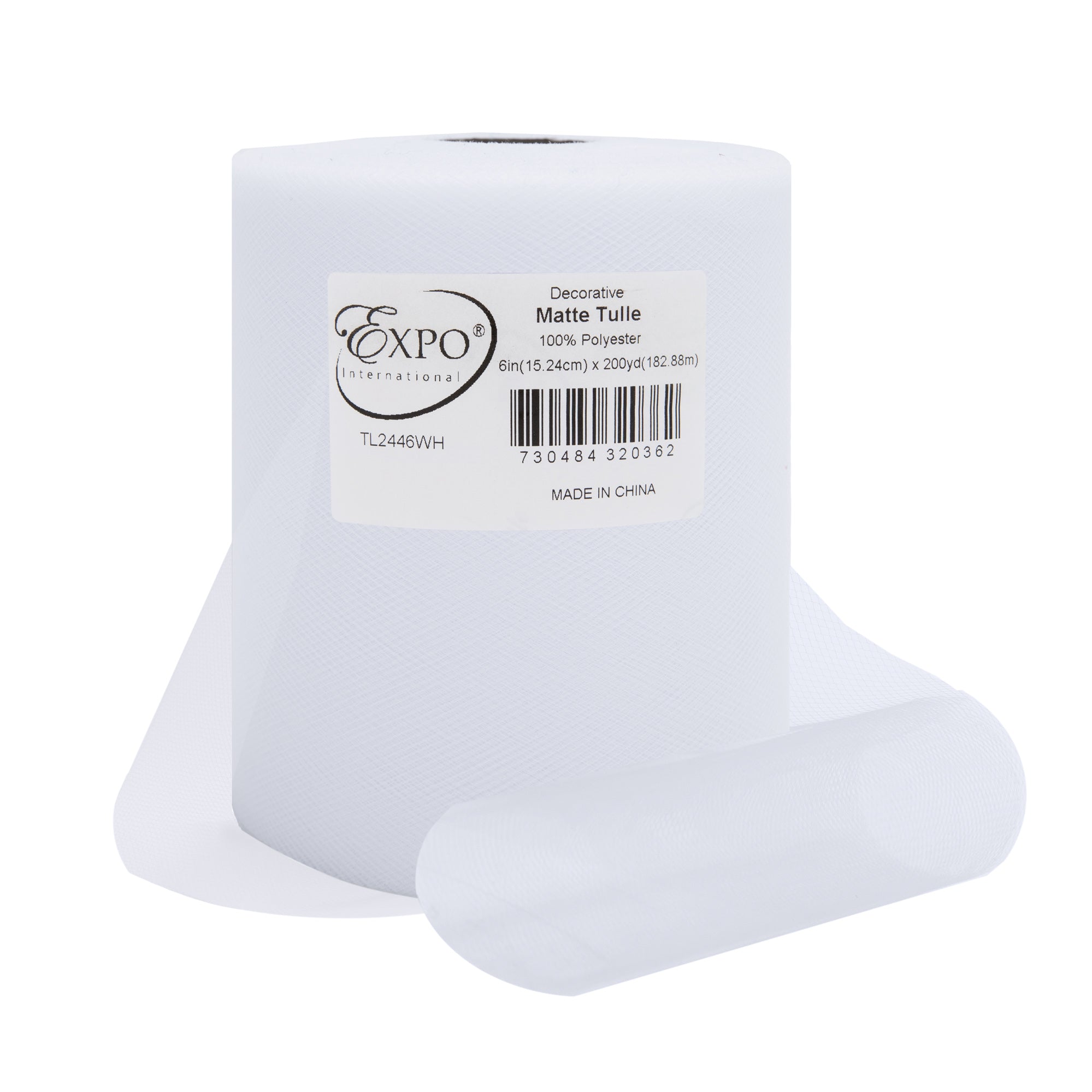 Decorative Matte Tulle Spool of 6 Inch X 200 yards White 6" Tulle