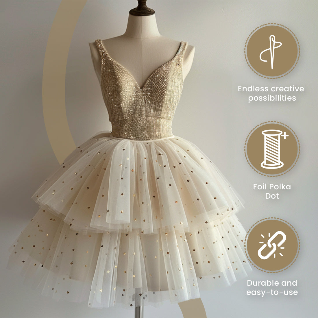 Fancy Tulle with Foil Polka Dot 6 Inch X 10 yard Spool 6" Tulle