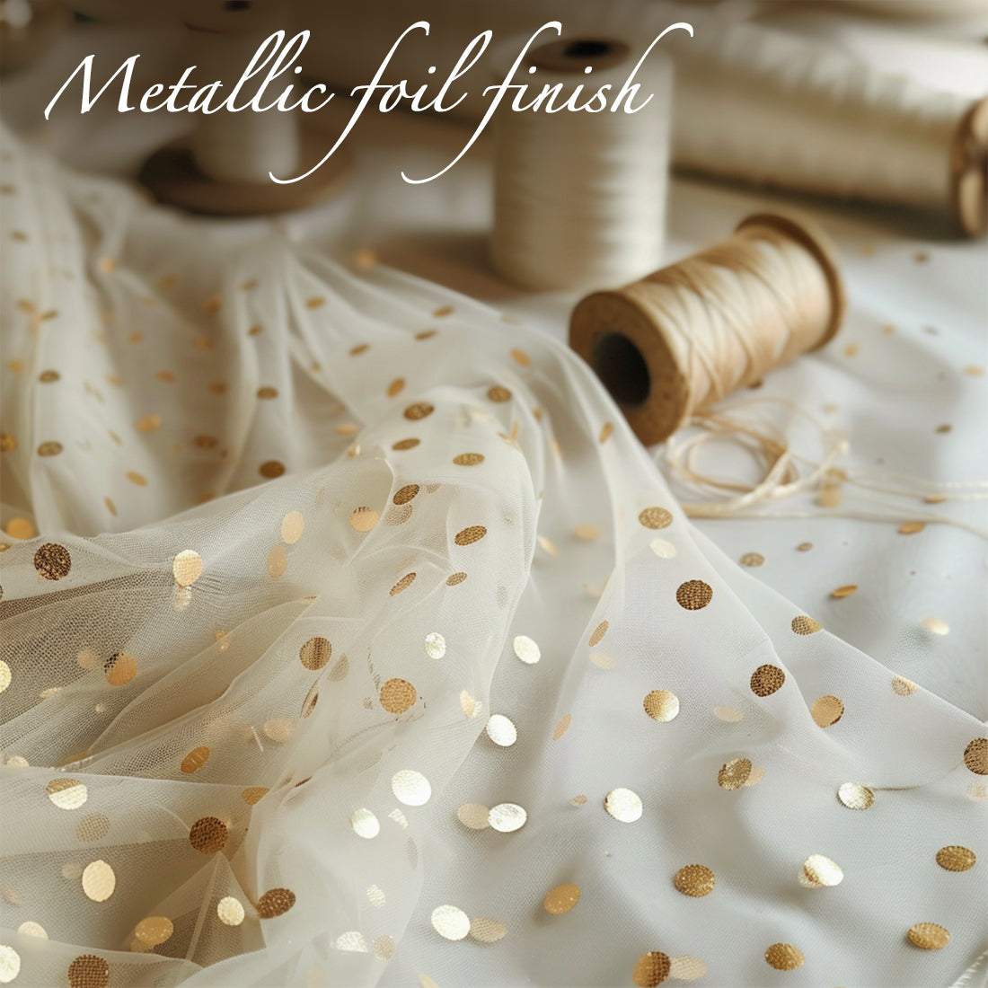Decorative Fancy Tulle with Foil Polka Dot 6 Inch X 50 yard Spool 6" Tulle